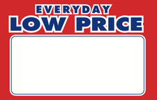 100pcs Everyday Low Price 5.5" x 3.5" Retail Value Sale Price Signs Cards-Shelf