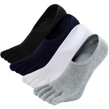 Hellomamma No Show Toe Socks for Men: 5 Finger Hidden Cotton Low Cut Socks fo...