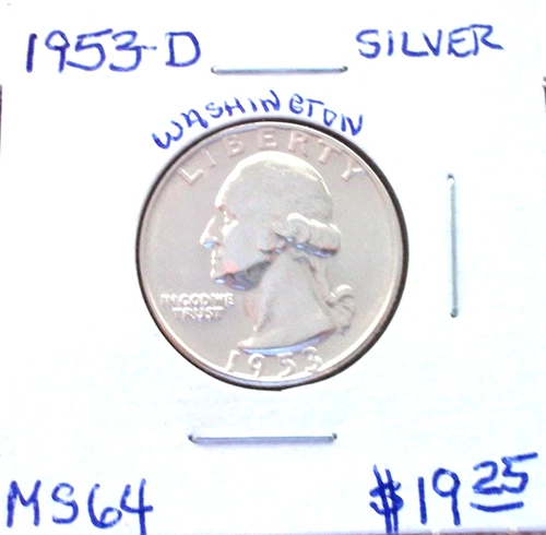 1953 DENVER SILVER WASHINGTON QUARTER IN UNCIRCULATED MINT STATE CONDITION
