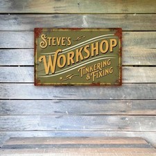 Custom Name Text Workshop Accessory Tin Metal Signs Home D cor 8x12