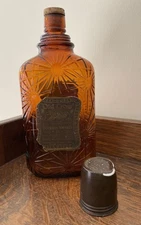 Old Crow Bourbon Whiskey Bottle – w Cap Labels – Prohibition Era – Antique Vntg