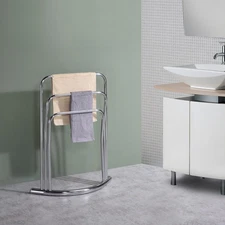 Kings Brand Furniture - Kenneth Metal Freestanding Towel Rack Stand, Chrome