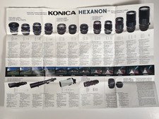 Konica Hexanon AR Lenses  Autoreflex T Brochure 1969 Large Color Foldout 14x20  