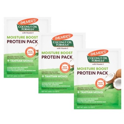 3 Pack Palmers Coconut Oil Formula Deep Conditioning Protein Pack 2.1Oz Each