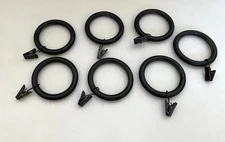 Set of 6 Pottery Barn Quiet-Glide Curtain Clip Rings Large 2" Matte Black