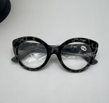 Women s Cat Eye Bifocal Reading Glasses 3.50 Gray Leopard Print Clear