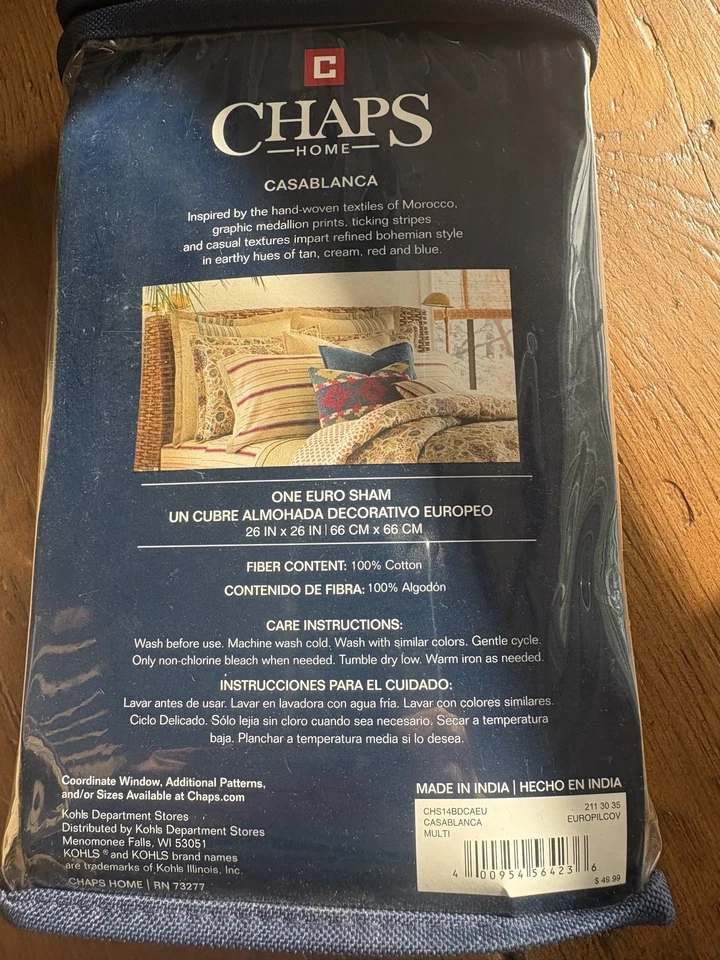 PAR NUEVO NUEVO CON ETIQUETAS Ralph Lauren CHAPS Hogar CASABLANCA Euro Shams 26x26" 2 piezas nuevo en paquete Foto 4 de 4