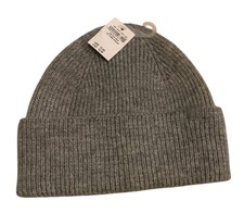 American Eagle Gray Ribbed Beanie Hat Knit Toque Wool Blend Unisex One Size NWT