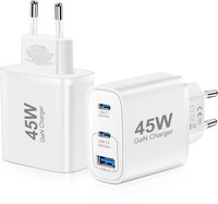 Usb C LadegeräT 45W Gan 2Er-Pack SchnellladegeräT FüR Samsung Iphone Weiß