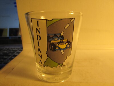 Indiana-State-Map/Race car logo-Mafco Standard shotglass- new