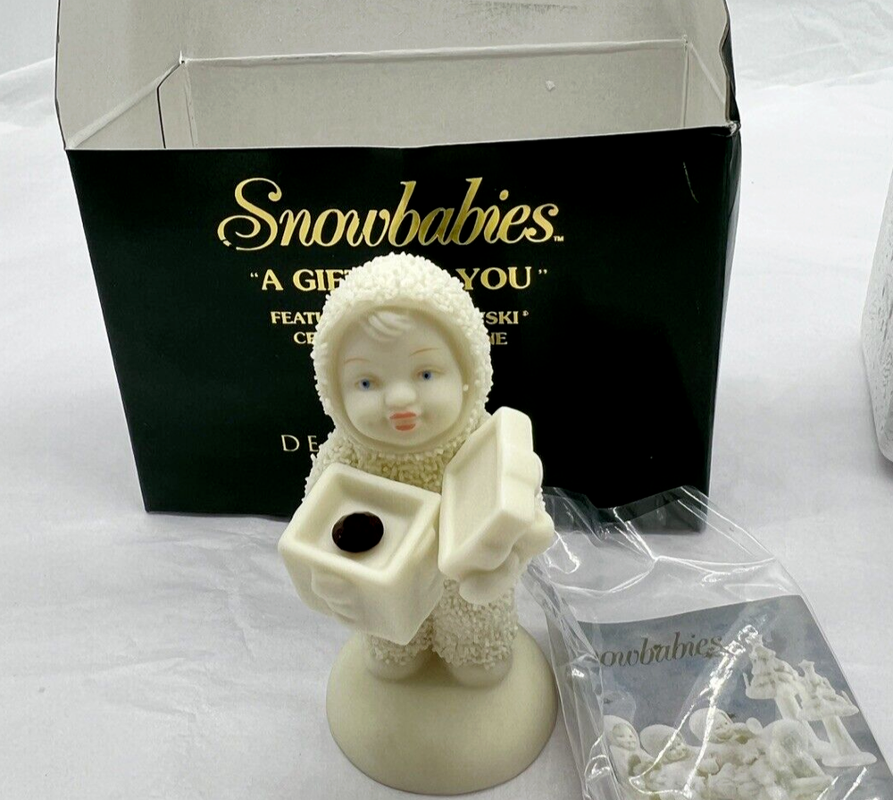 January Snowbabies Swarovski Crystal Garnet Birthstone in Box Dept 56 Snow Baby