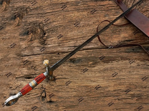 Handgefertigtes Damaststahl Tempelritter Schwert Langschwert mit Holzgriff. - Bild 4 von 4