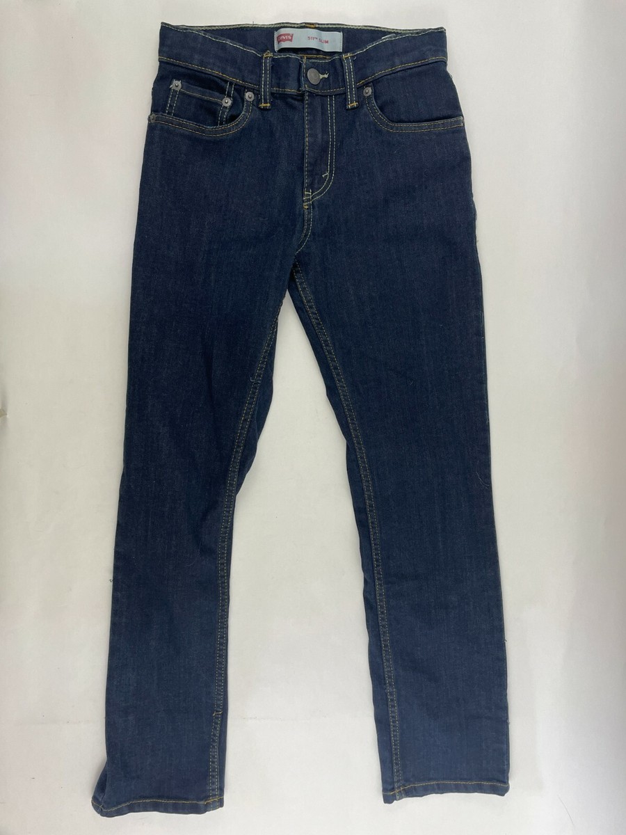 Levi Strauss Jeans Boys Size 12 26x26 Navy Blue 511 Slim Adjustable  Waist