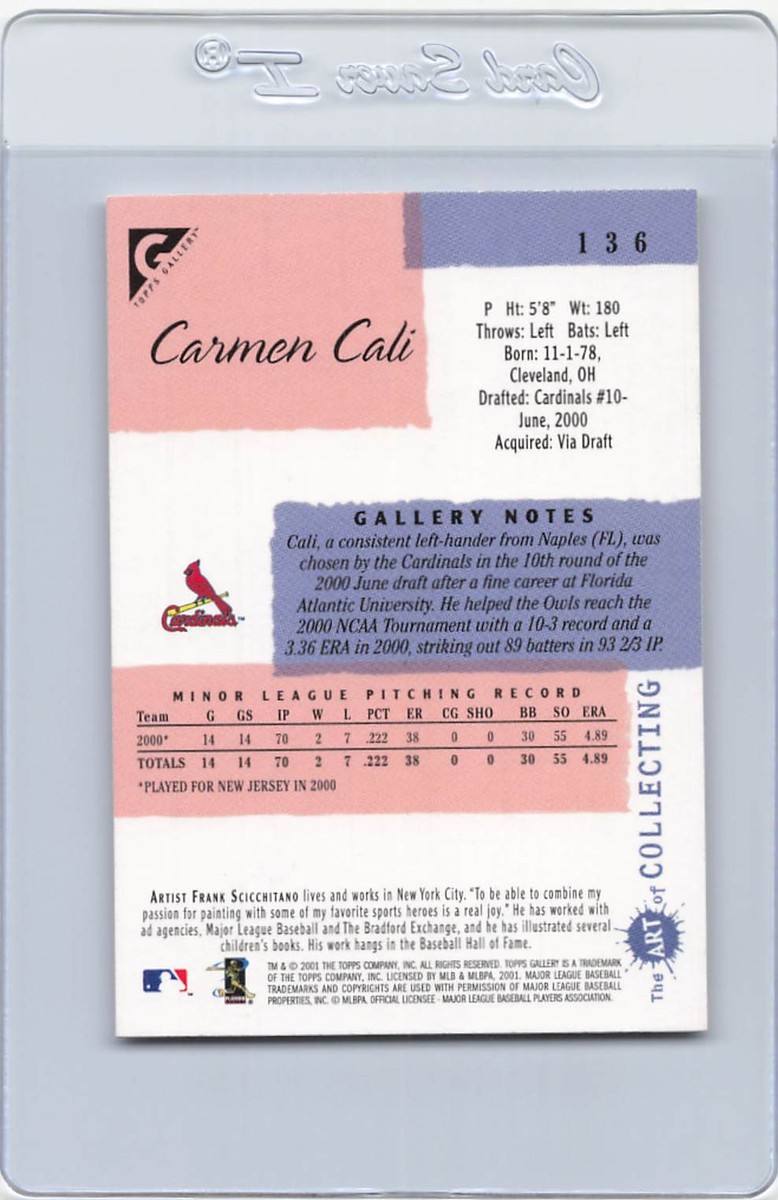 2001 Topps Gallery #136 Carmen Cali Cardinals Signed Auto *K3989