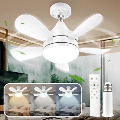 Ventilador De Techo Con Luz LED y Control Remoto Bombilla Lampara Abanico 2024