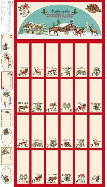 Spruce Mountain Advent Calendar 100% Cotton Quilting Panel Fabric