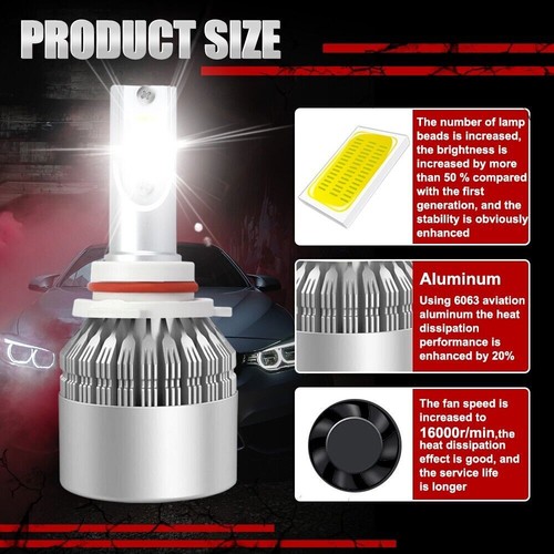 9005 H10 HB3 LED Faro o Niebla Kit Bombillas de Luz Alta 720000LM 6000K Blanco - Imagen 8 de 12