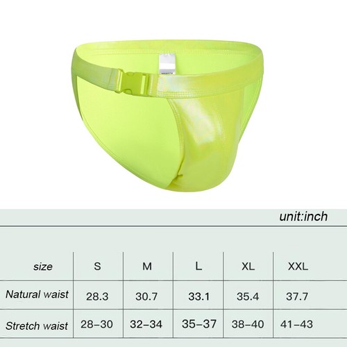 Para Hombres Sexy Wetlook Láser Imitación Cuero Hebilla Pinzas Calzoncillos Natación Parte Inferior Ropa Interior - Imagen 2 de 31