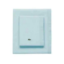 Lacoste 100% Cotton Percale QUEEN Sheet Set, Breathable,Hotel Quality Pale Aqua.