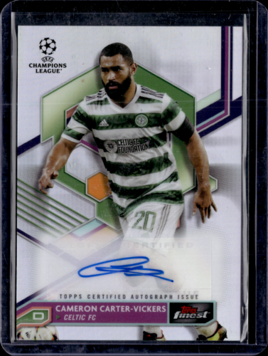 2022-23 Finest UEFA Club Competitions Autographs Cameron Carter-Vickers AUTO - Afbeelding 1 van 4