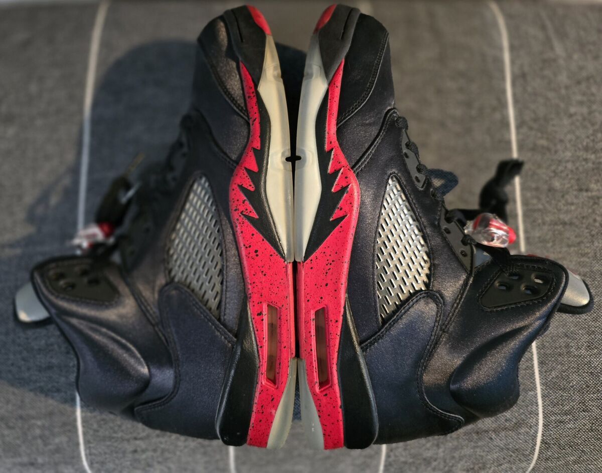 Size 10.5 - Jordan 5 Retro Satin Bred Black Red Metallic Size 10.5 - Jordan 5 Retro Satin Bred Black Red Metallic