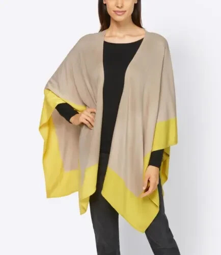 Poncho Cape Damen sand limone Mode von Heine