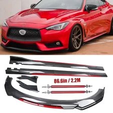 Front Bumper Lip Spoiler Body Kit Side Skirt Carbon Fiber For 17-22 INFINITI Q60