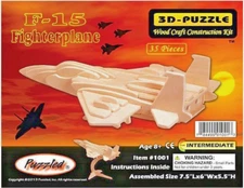 3D F-15 Fighter Plane Wooden Puzzle, No Glue Needed  NEW