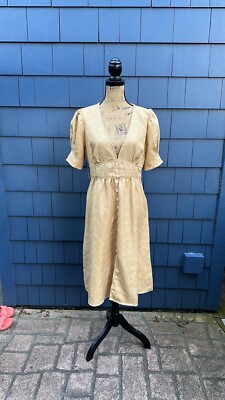 Moon River Gold Dress Cotton Poly Linen Blend Large | eBay Moon River Gold Dress Cotton Poly Linen Blend Large | eBay