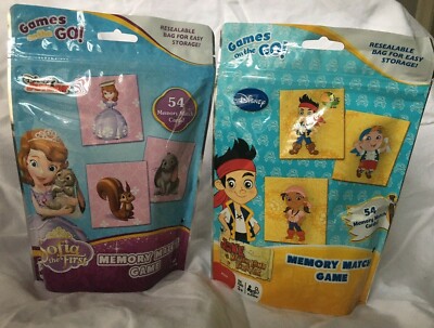GAMES ON THE GO!  54- PIECES MEMORY GAME - RESEALABLE BAG-CHOOSE CHARACTER-NEW