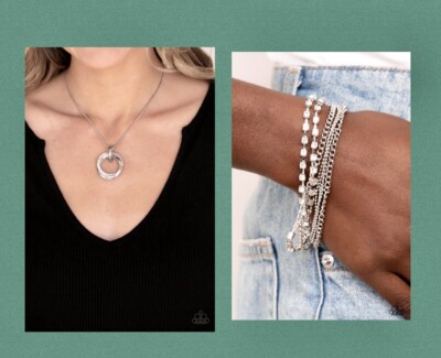 Paparazzi Sphere Of Influence White Rhinestone Necklace/Secretly Sassy Bracelet