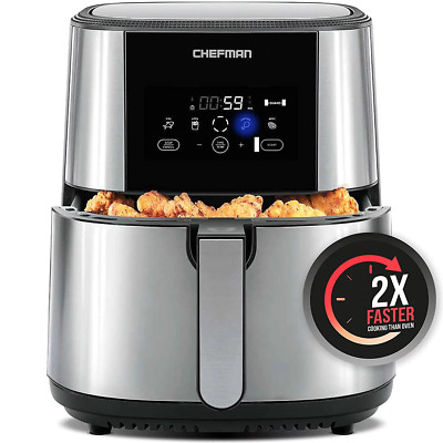 Chefman Turbofry Air Fryer XL 8 QT Antihaftbeschichtet Edelstahl Bitte Beschreibung lesen