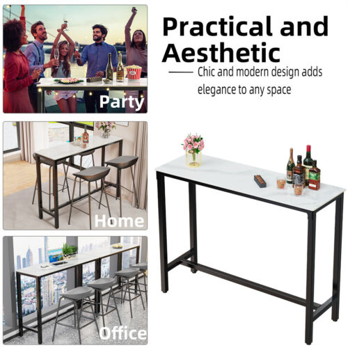 Heavy Duty Bar Table Bar Height Pub Table Rectangular Marble Top Kitchen Table - Picture 7 of 12