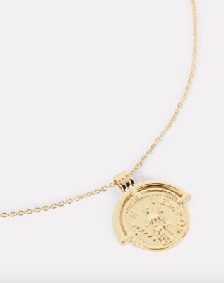 Shashi Revolve Armour Necklace Gold Vermeil Embossed Coin Pendant
