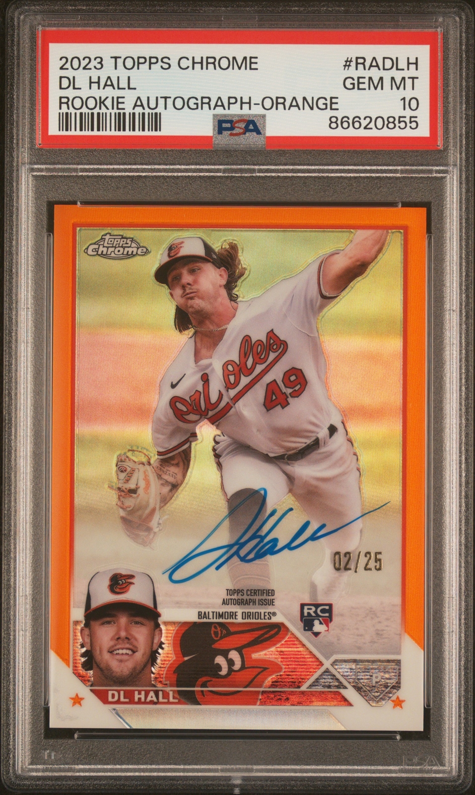 DL Hall 2023 Topps Chrome Rookie Auto /25 #RADLH PSA 10 COLOR MATCH! 