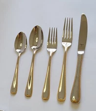 Gorham GOLDEN RIBBON EDGE Stainless 18/8 Gold CHOICE Flatware Spoon Fork Knife