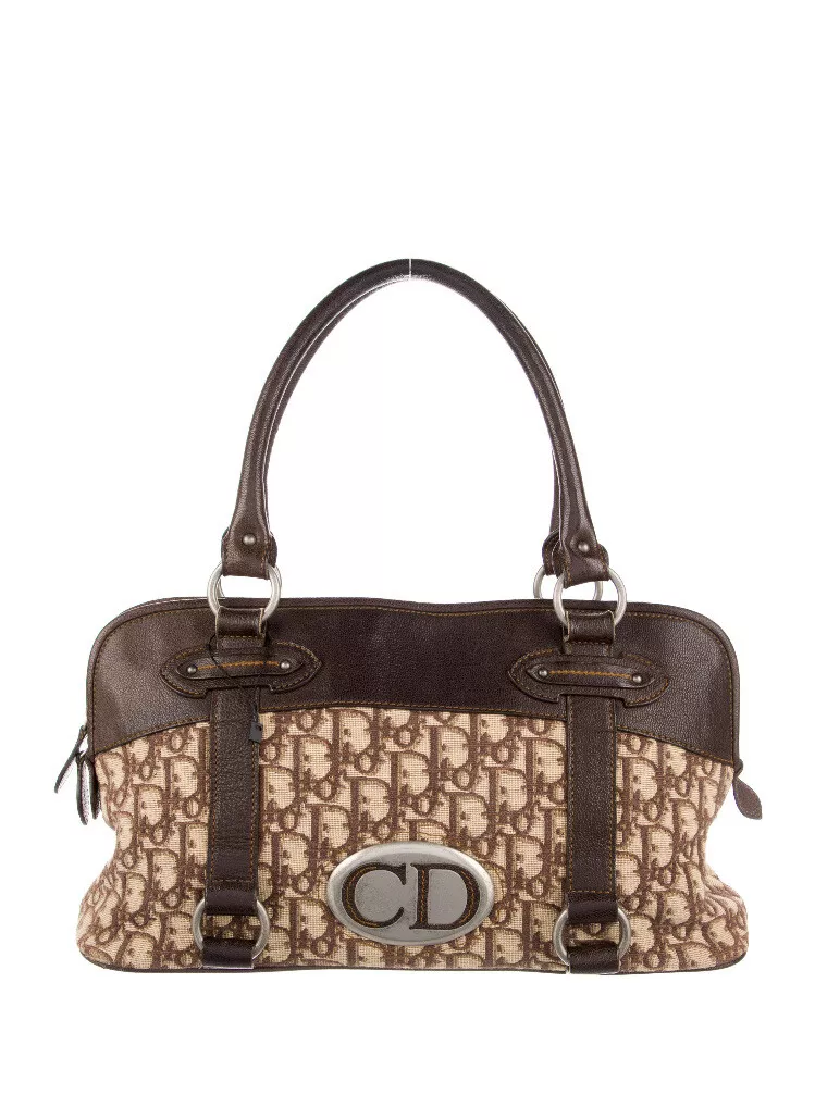 Sac bandoulière vintage CHRISTIAN DIOR trotteur oblique voyage poignée supérieure cuir CD