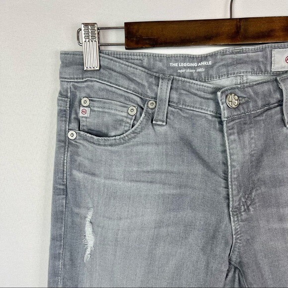 AG Adriano Goldschmied Gray Distressed The Legging Ankle Skinny Jeans 26 thumbnail 4