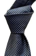 280 NWT TOM FORD Gray w/ Black basketweave check 3.5" woven silk neck tie ITALY