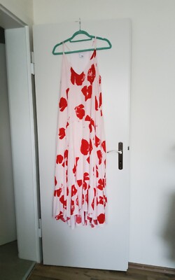 Iris & Ink Sommerkleid Weiß/Rot Größe UK 14 De 42