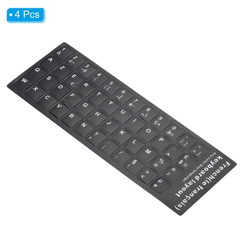 French Keyboard Stickers Cover Frosted, Black Background White Lettering 4pcs - Photo 3/5