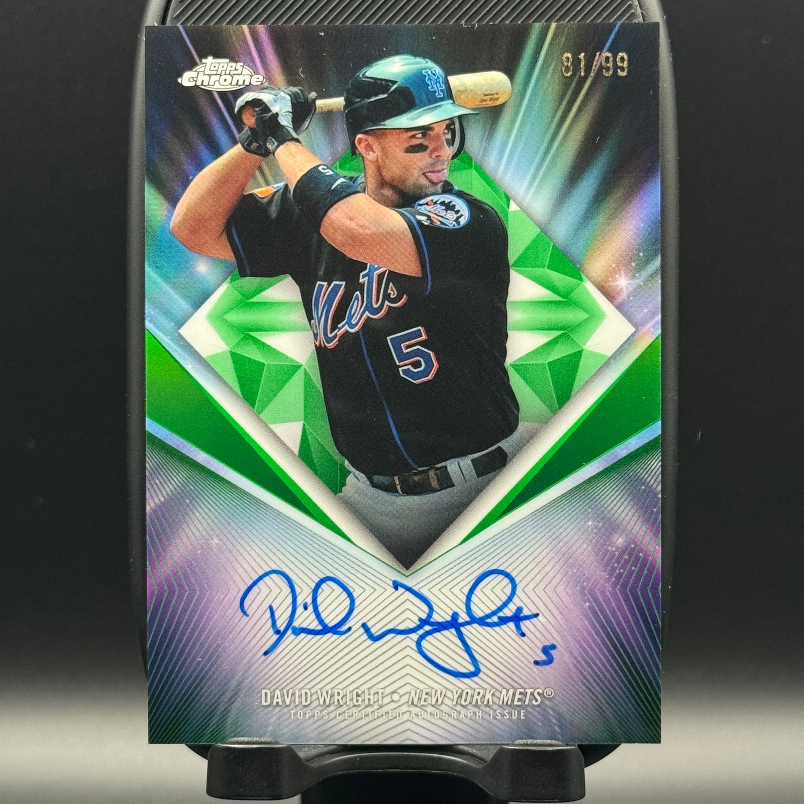 2026 Topps Chrome #75D-DW David Wright 75th Diamond Auto Green /99 New York Mets