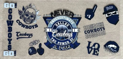 DALLAS Football Team UV DTF Transfer Sticker Cup Wrap DIY Cups Bottles