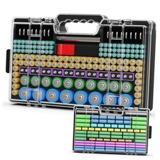 Battery Organizer Storage Holder Box Case with Tester, Ultra-Large 280 Black