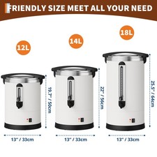 Commercial Coffee Urn Hot Water Boiler Stainless Steel Electric Percolator White