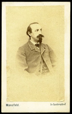 elegant man, actor (?) w amazing mustache, unusual,  Vienna by Mansfeld, antique