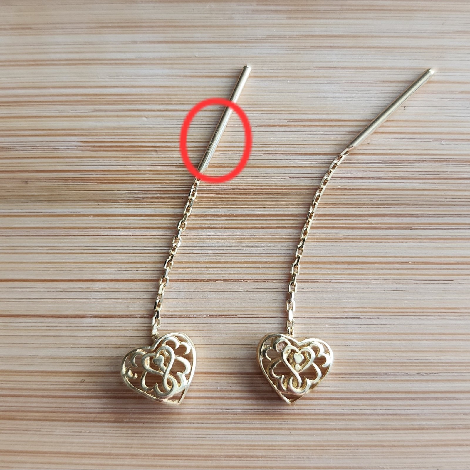 18K Solid Gold Heart Drawstring Earrings - image 4