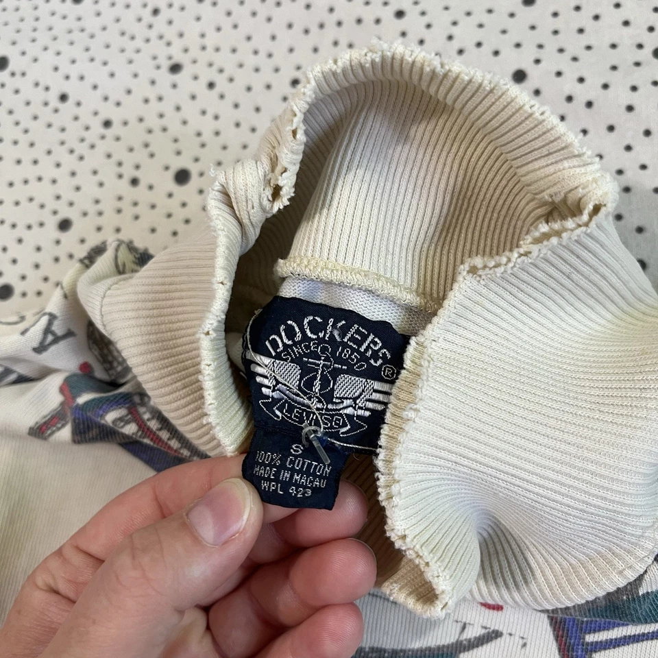 Vintage 1990's Dockers Levi's AOP Crewneck Sweatshirt Size S Boats City Coastal - Image 4 of 4