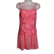 Victorias Secret Y2K 04 Pink Lace Slip Fairy Coquette Chemise Mini Dress Sz Larg