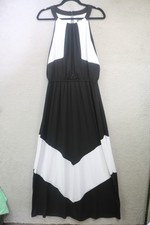 Vince Camuto Halter Style Black/White Maxi Dress-Size 10-Slinky-Evening